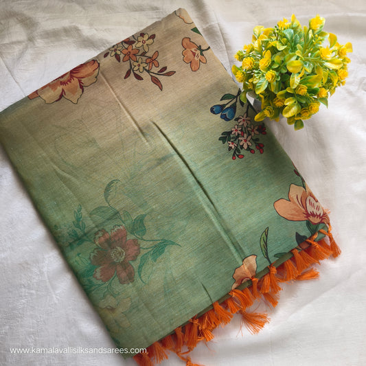 Digital Printed Tissue Linen Saree