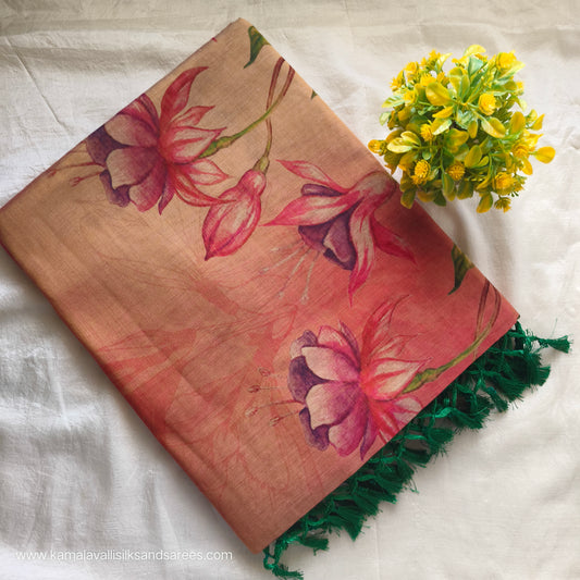 Digital Printed Tissue Linen Saree