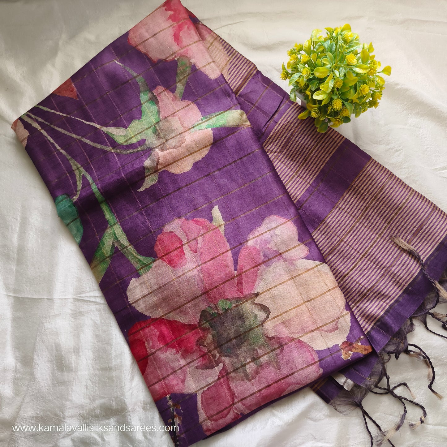 Semi Tussar Saree Violet colour